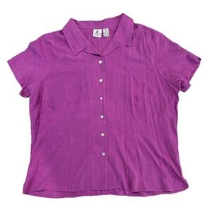 Caribbean Joe Silk Blend Wisteria Purple Jacquard Camp Men's XL Resort Wear